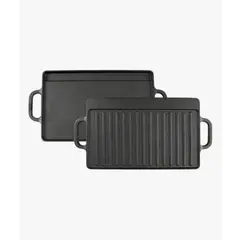 GENERICO - Plancha Churrasquera Reversible Fierro Fundido 45x23 Cm Color Negro