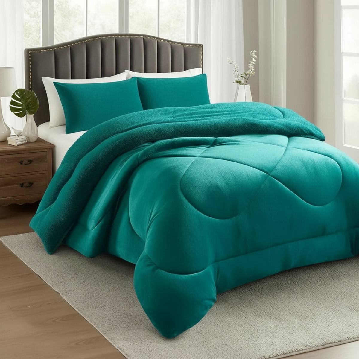 GENERICO - COBERTOR PLUSH 2 PLAZA CON CHIPORRO DE INVIERNO UINICOLOR MODERNO QUITA FRIO TF