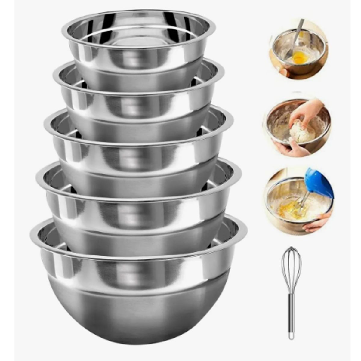 GENERICO - Pack 5 Bowl Pocillo Acero Inoxidable Reposteria Cocina Plateado