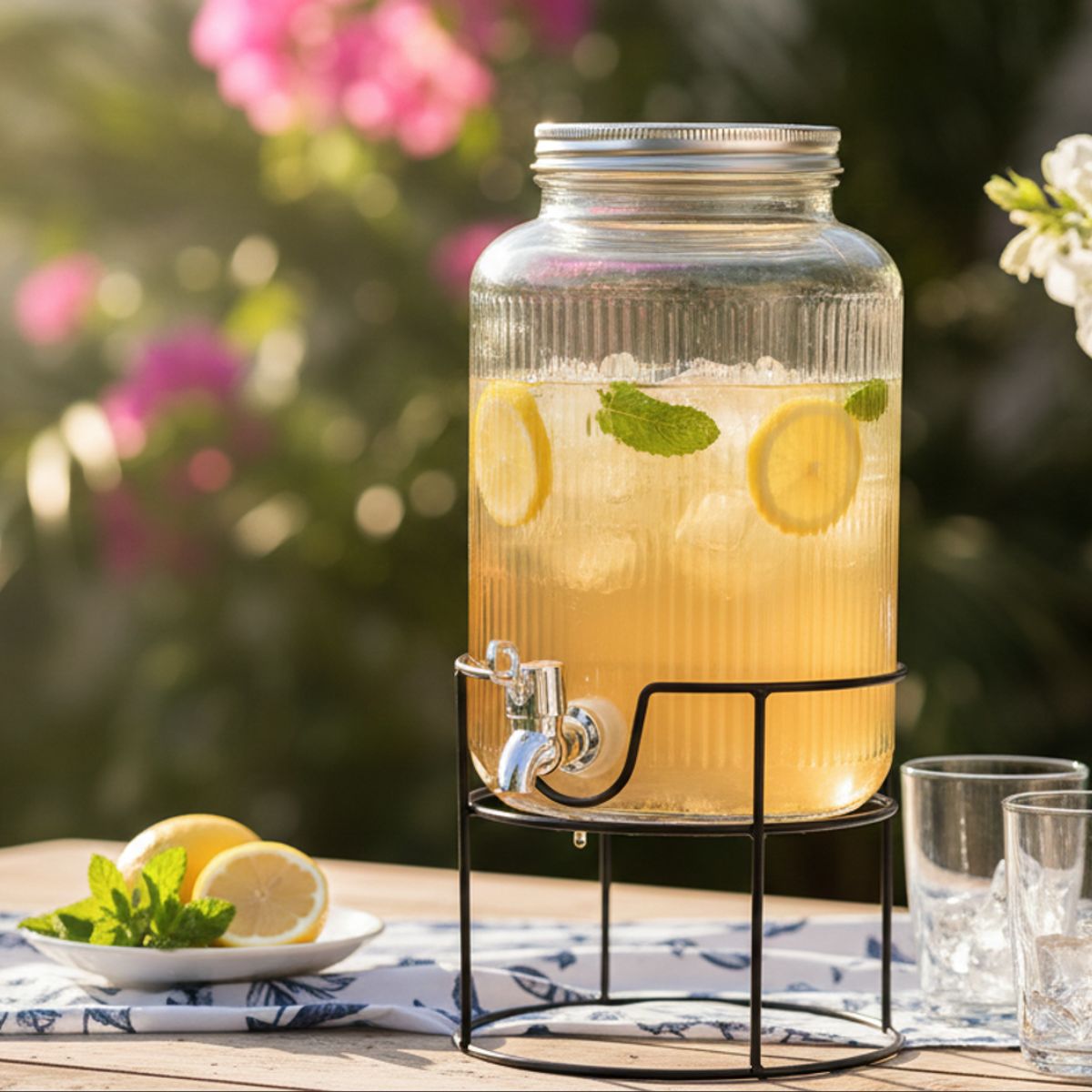 GENERICO - Dispensador De Bebidas 5L Con Soporte Metalico Y Llave