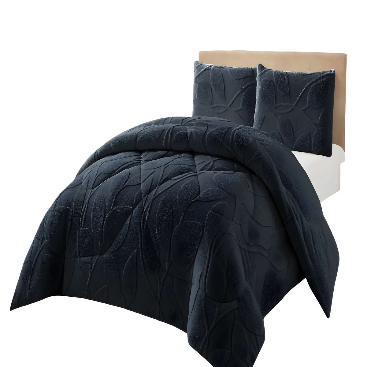 GENERICO - COBERTOR DE INVERNO TEXTURIZADO RY 2 PLAZAS NEGRO