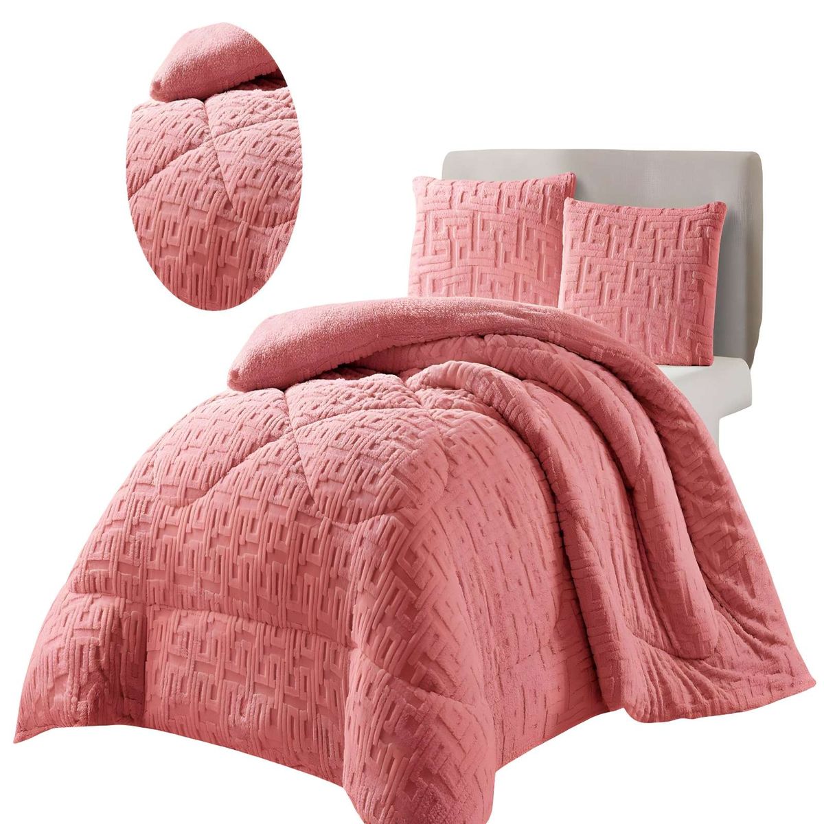 GENERICO - COBERTOR DE INVERNO TEXTURIZADO RH KING ROSADO