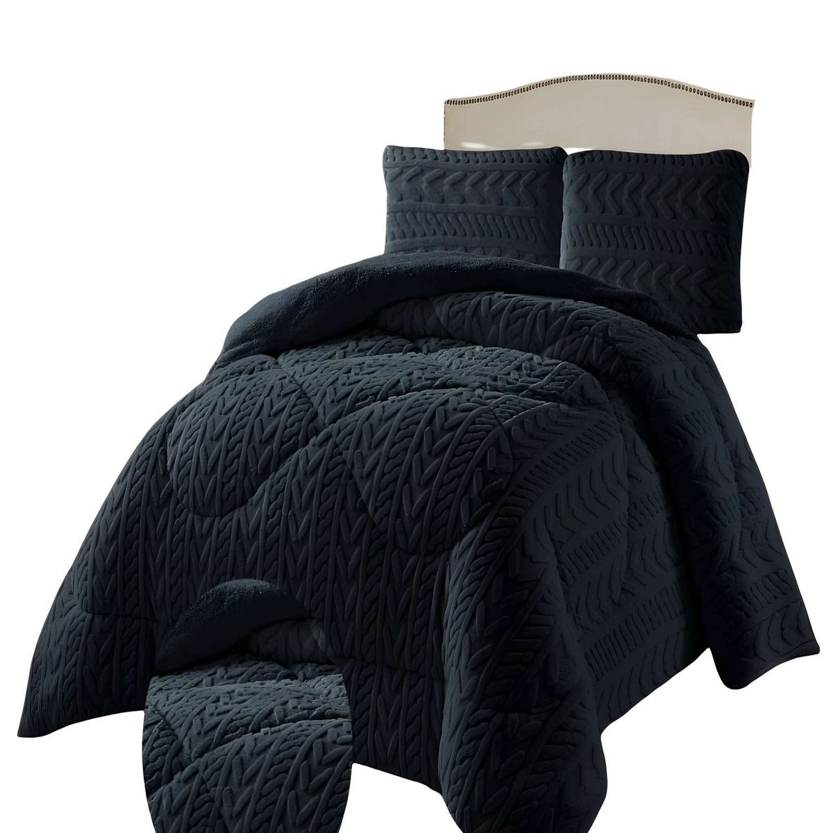 GENERICO - COBERTOR DE INVERNO TEXTURIZADO RM 2 PLAZAS NEGRO