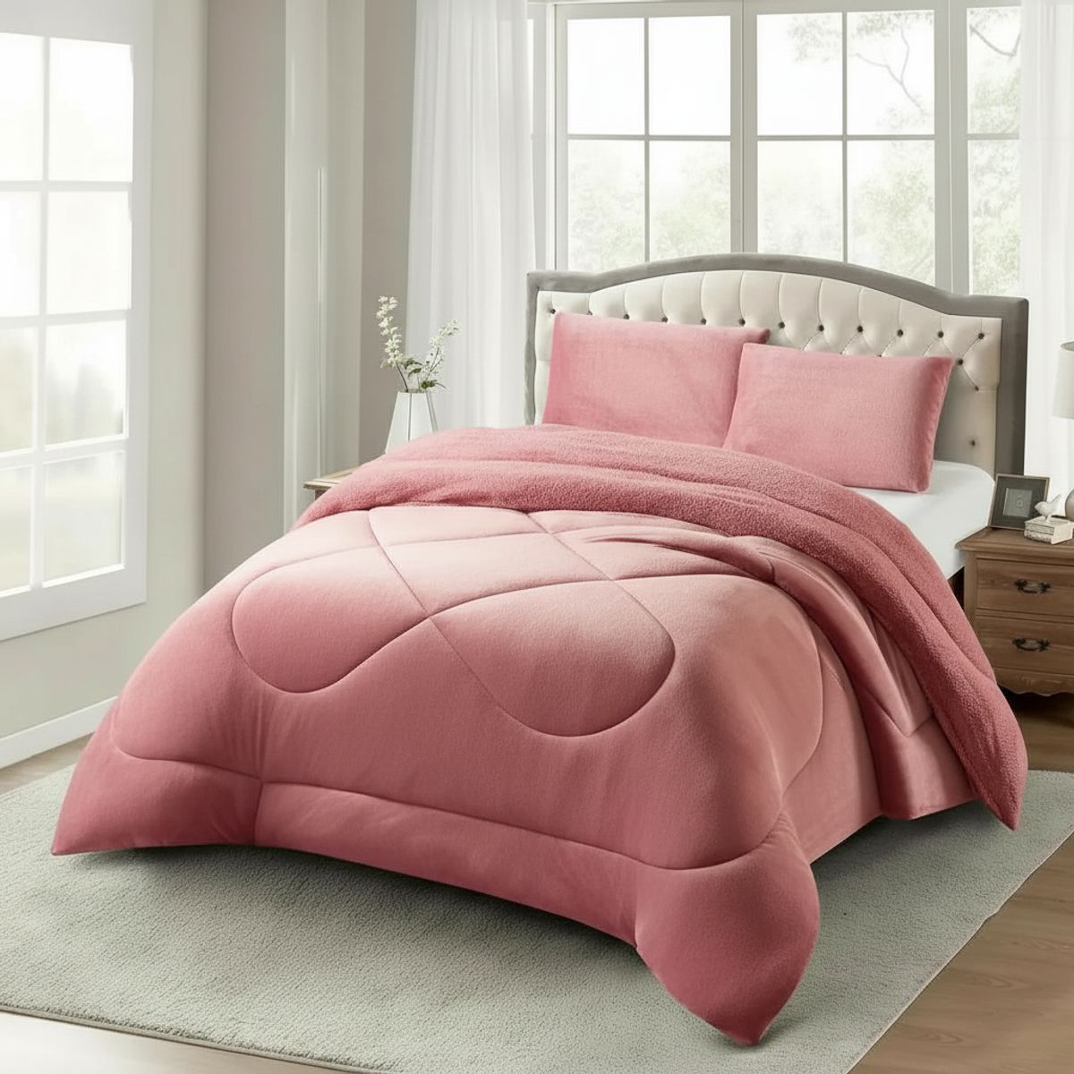 GENERICO - COBERTOR PLUSH 1.5  PLAZA CON CHIPORRO DE INVIERNO UINICOLOR MODERNO QUITA FRIO TF