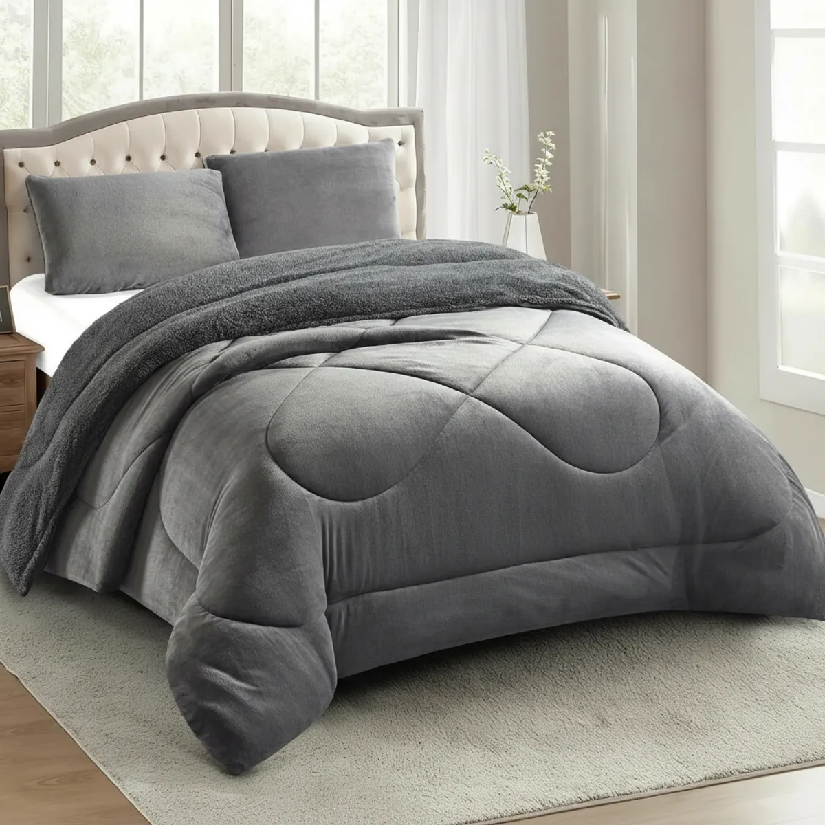GENERICO - COBERTOR PLUSH 1.5  PLAZA CON CHIPORRO DE INVIERNO UINICOLOR MODERNO QUITA FRIO TF