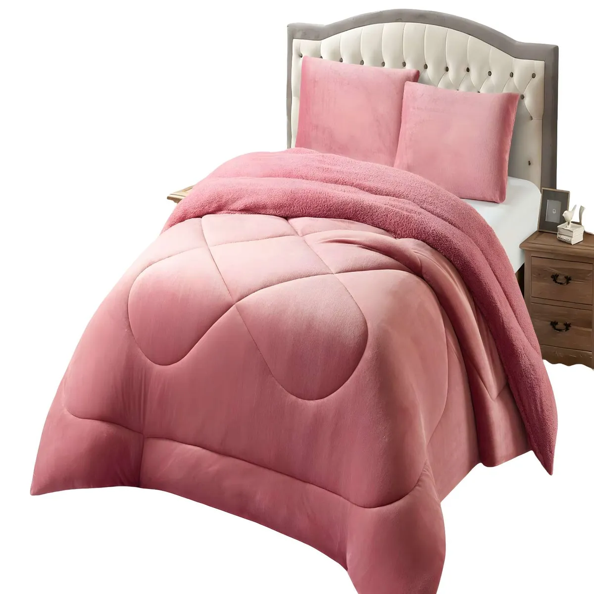 GENERICO - COBERTOR DE INVERNO PLUSH CON CHIPORRO CS PLAZA Y MEDIA ROSADO