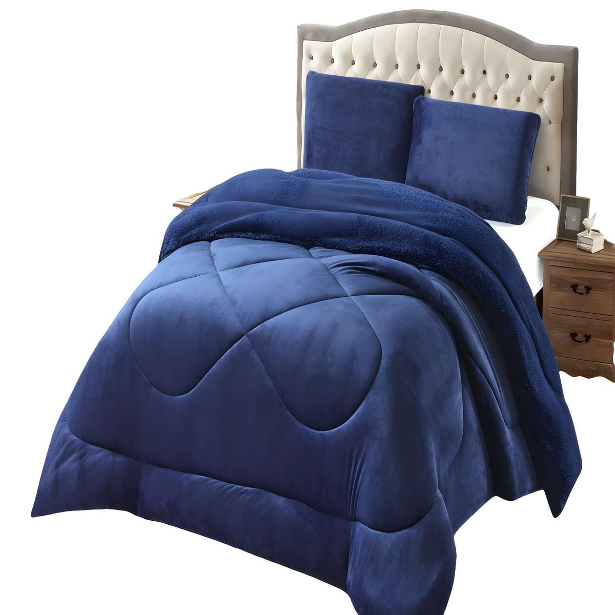GENERICO - COBERTOR DE INVERNO PLUSH CON CHIPORRO CS 2 PLAZAS AZUL O