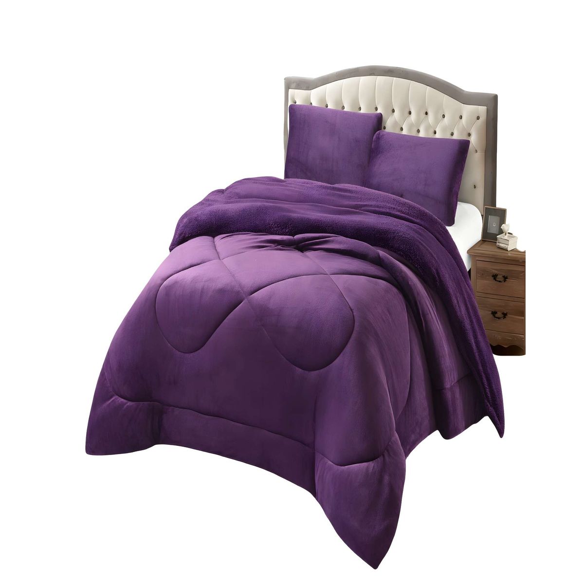 GENERICO - COBERTOR DE INVERNO PLUSH CON CHIPORRO CS 2 PLAZAS MORADO