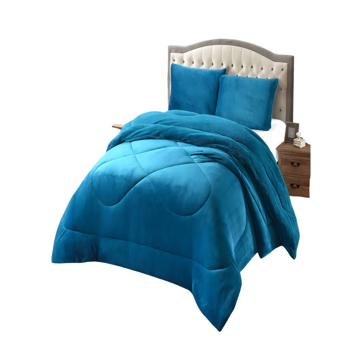 GENERICO - COBERTOR DE INVERNO PLUSH CON CHIPORRO CS 2 PLAZAS CELESTE