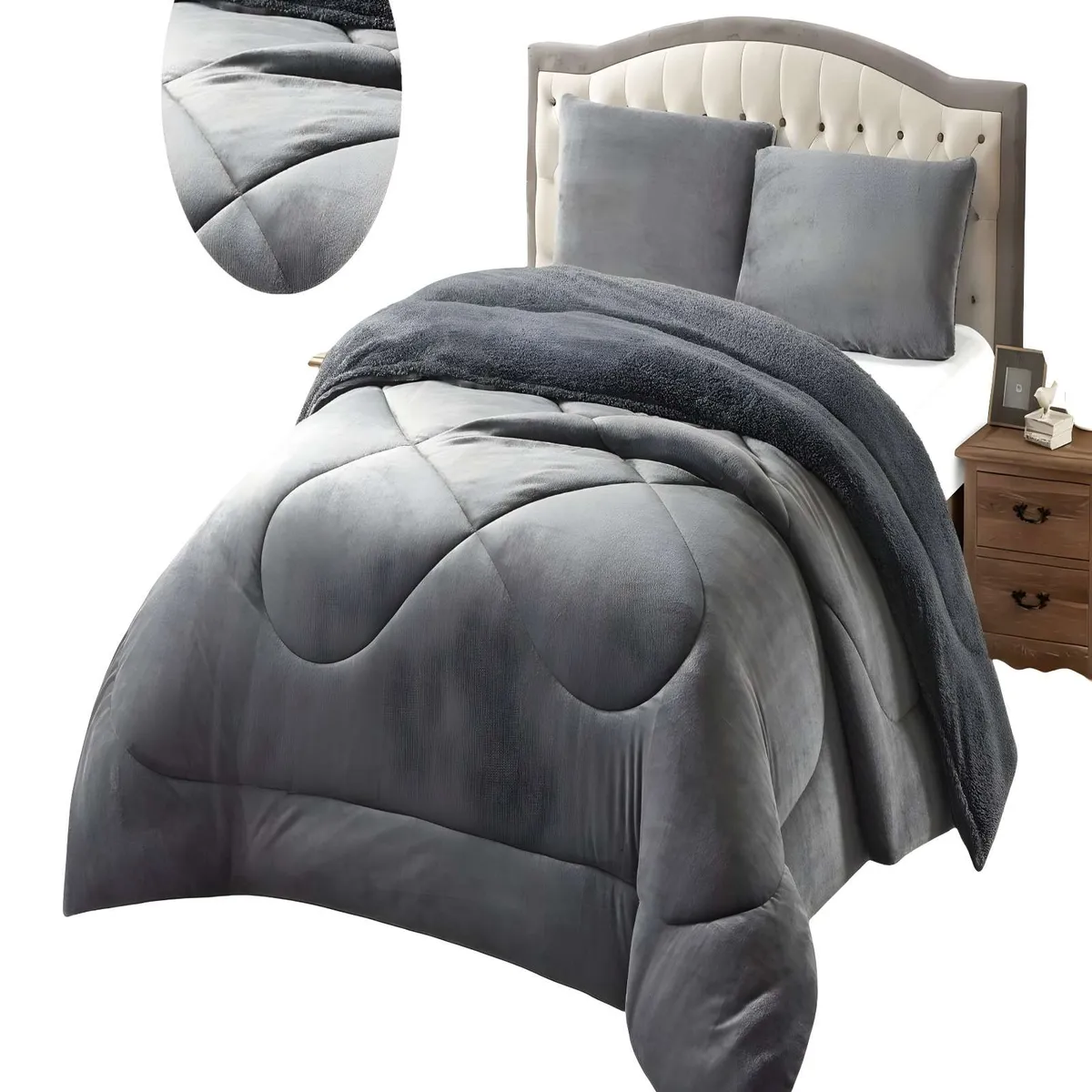 GENERICO - COBERTOR DE INVERNO PLUSH CON CHIPORRO CS KING GRIS