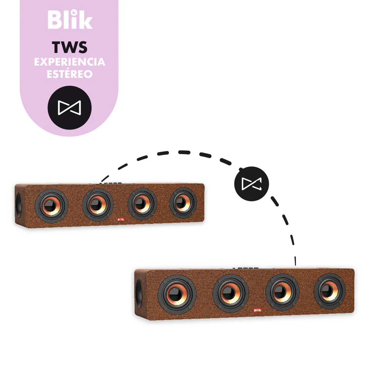 BLIK - Parlante Portatil Blik Rock Wood Bluetooth 5.3 20W RMS