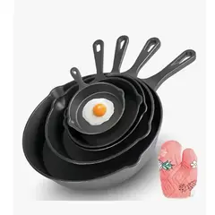 GENERICO - Sartenes de Hierro Fundido Esenzo Juego De Sartenes 5 Piezas Color Negro