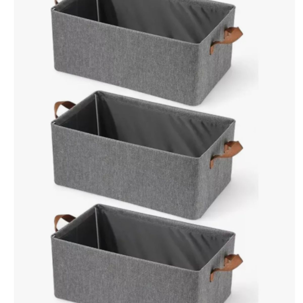 GENERICO - 3x Bolsas Organizador Ropa Caja Plegable Asa Almacenamiento Gris Oscuro Lisa