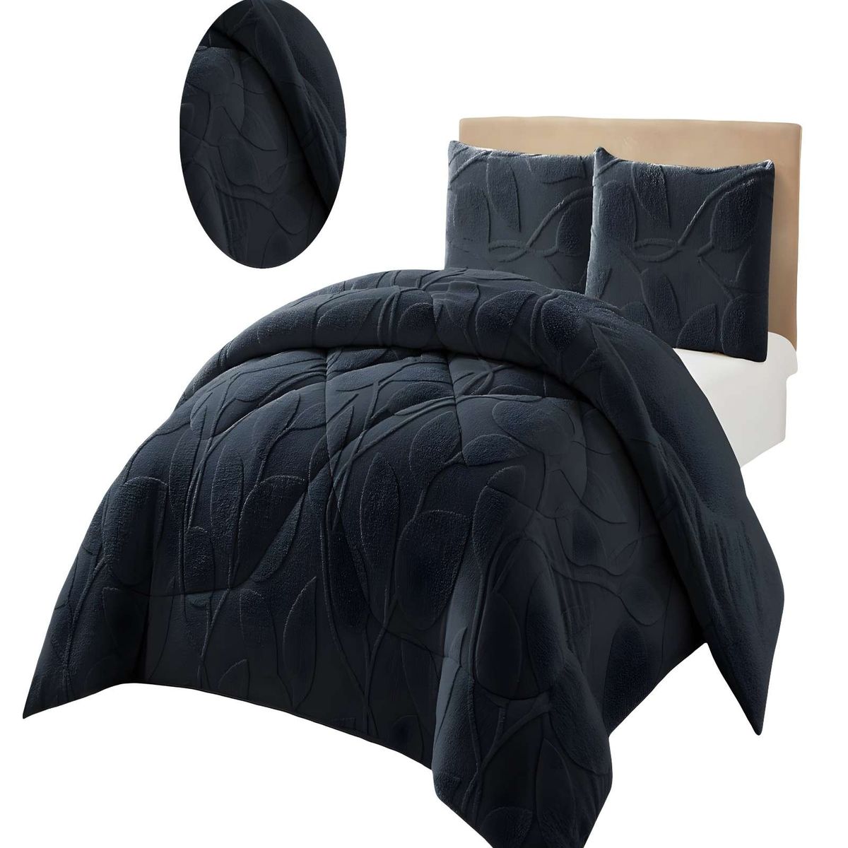 GENERICO - COBERTOR SHERPA TEXTURIZADO RY 2 PLAZAS NEGRO