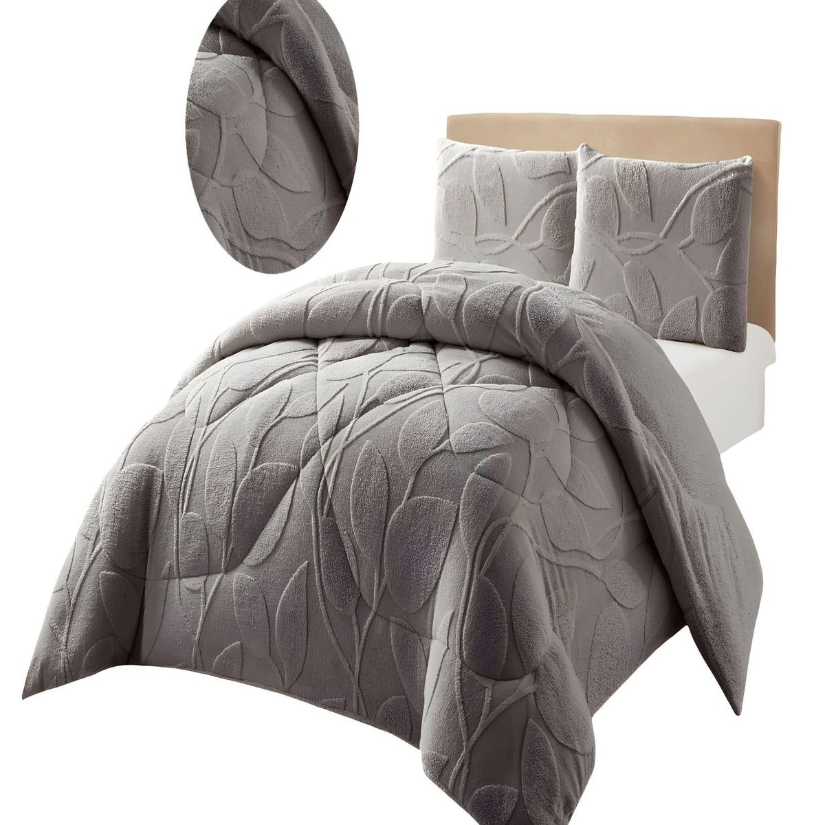 GENERICO - COBERTOR SHERPA TEXTURIZADO RY 2 PLAZAS GRIS