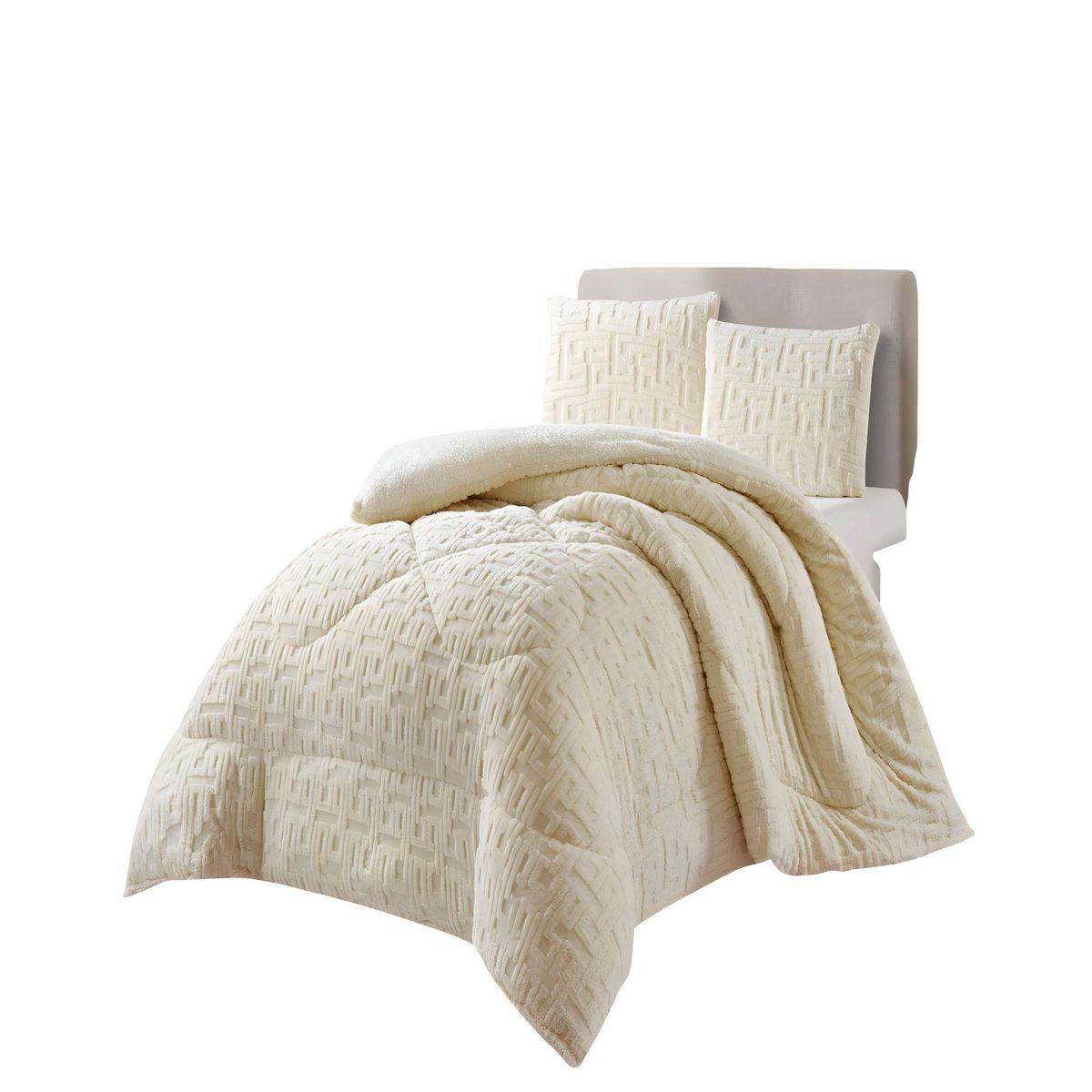 GENERICO - COBERTOR SHERPA TEXTURIZADO RH 2 PLAZAS BLANCO INVIERNO