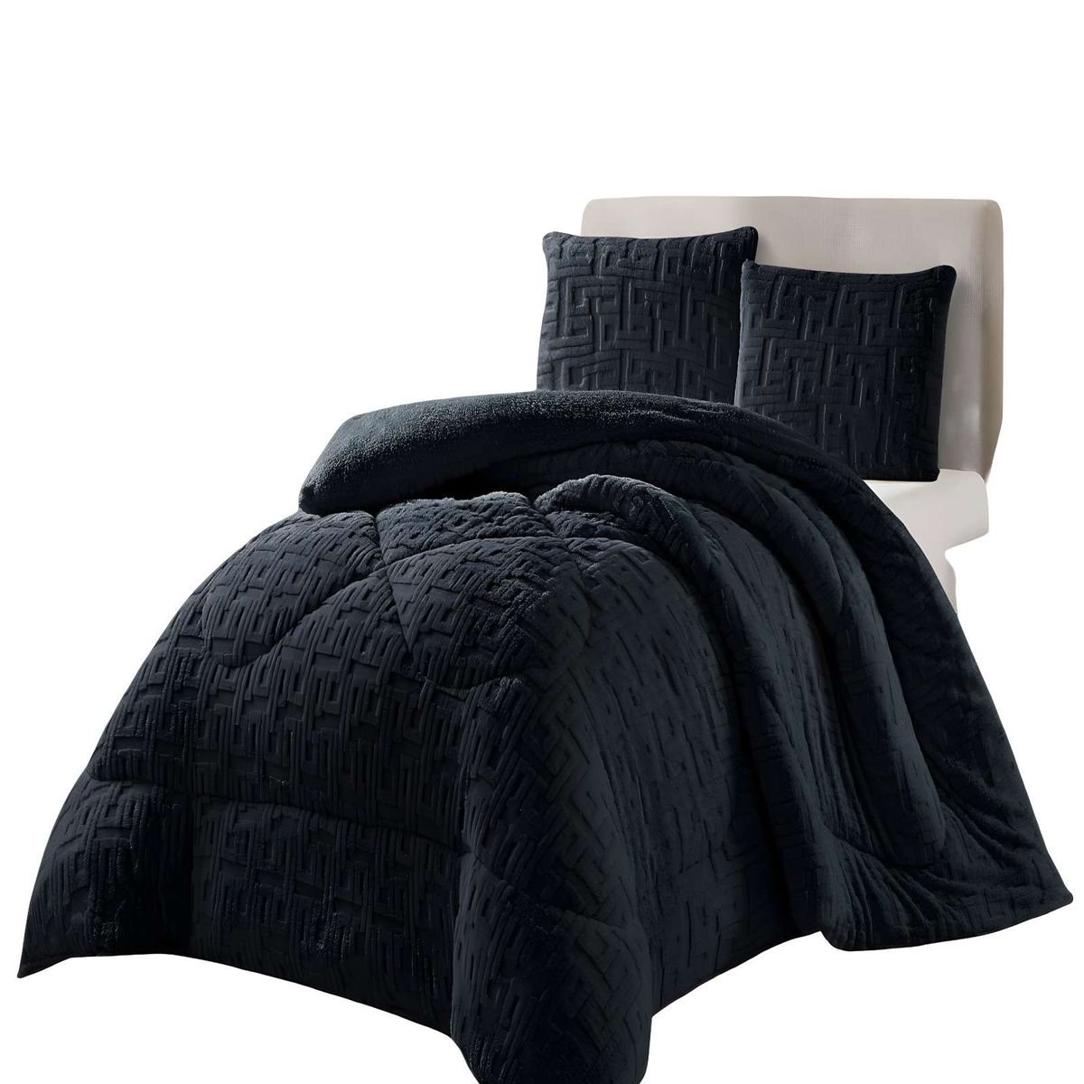 GENERICO - COBERTOR SHERPA TEXTURIZADO RH KING NEGRO