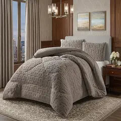 GENERICO - COBERTOR SHERPA TEXTURIZADO RH KING GRIS