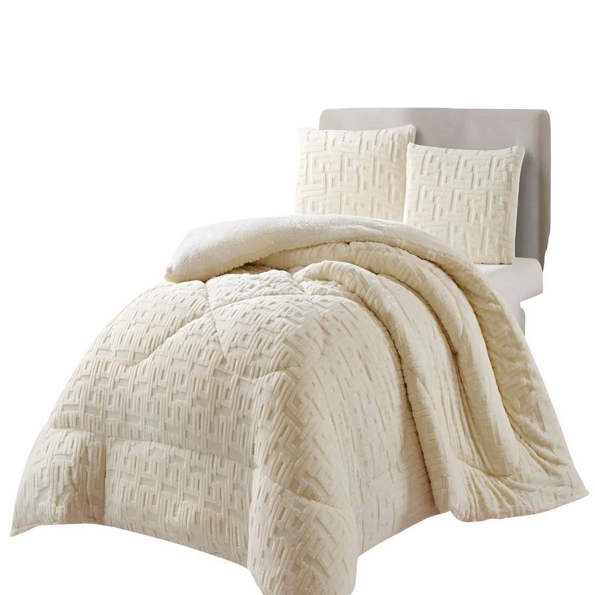 GENERICO - COBERTOR SHERPA TEXTURIZADO RH KING BLANCO INVIERNO