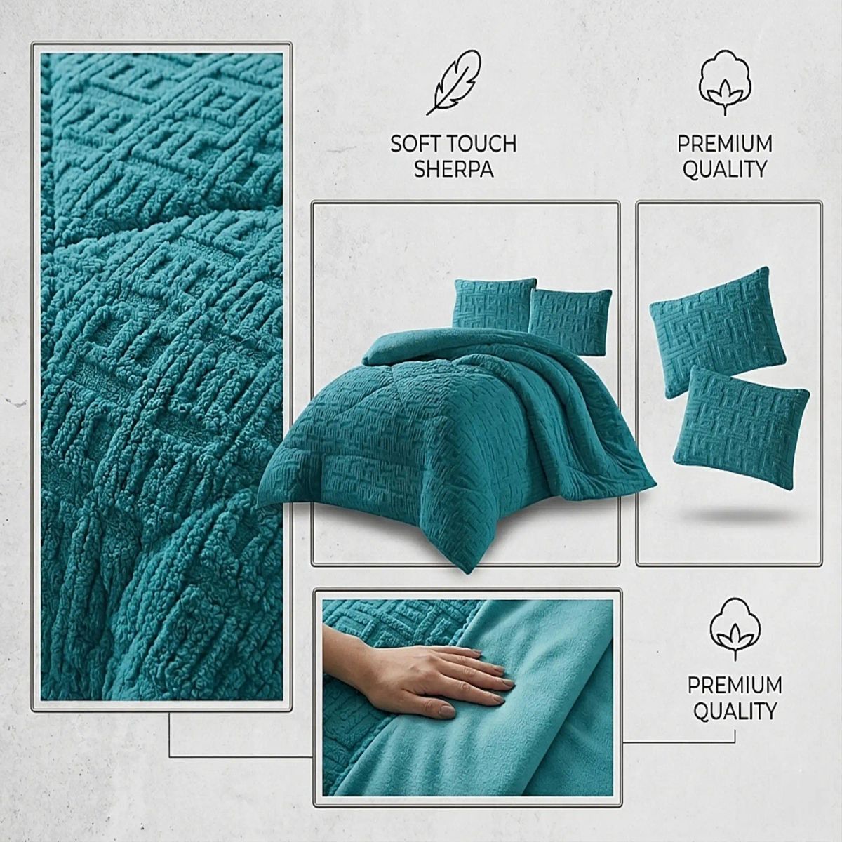 GENERICO - COBERTOR SHERPA TEXTURIZADO RH KING TURQUESA