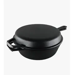 GENERICO - 2 Sartenes Hierro Fundido Ø26cm + 2 Grip
