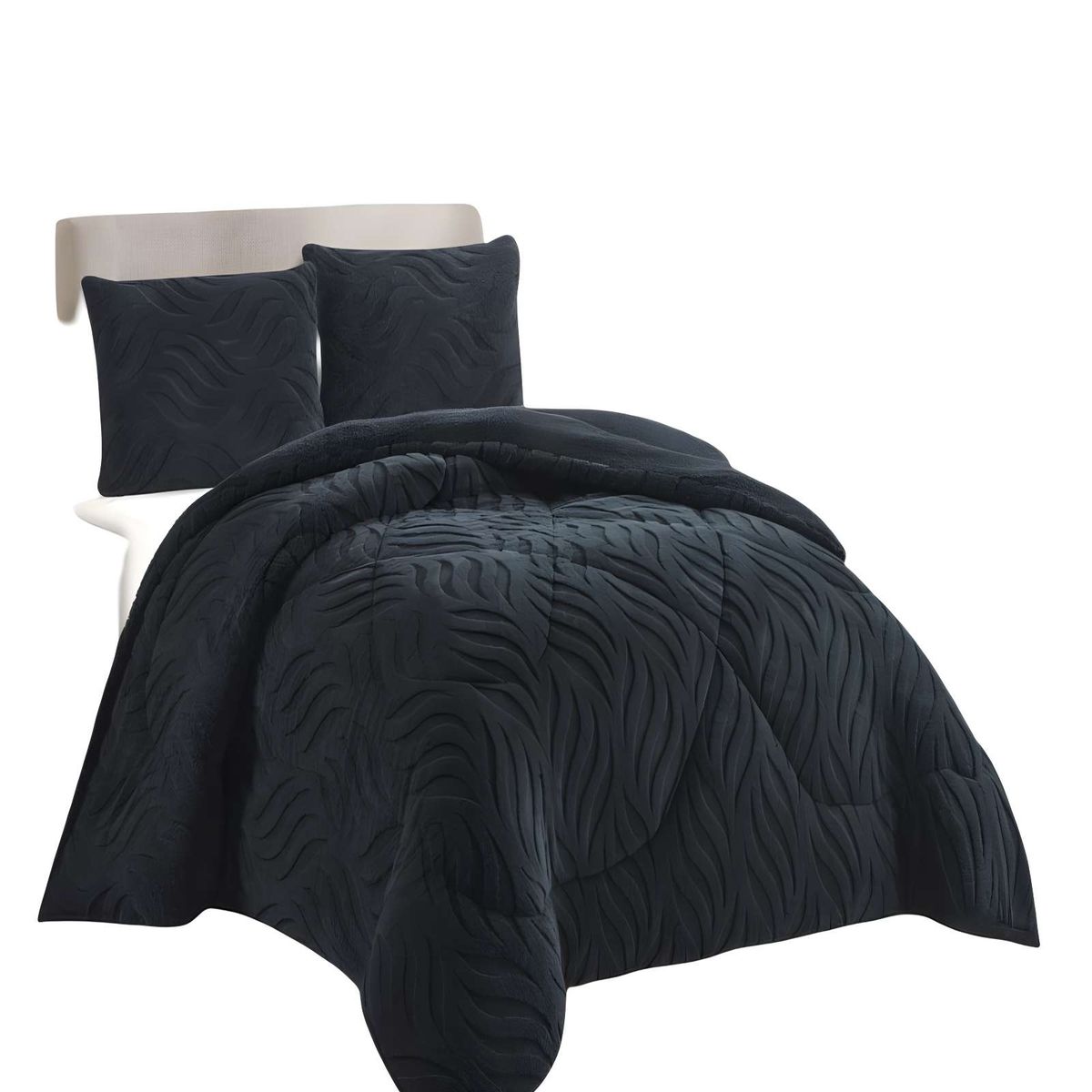 GENERICO - COBERTOR SHERPA TEXTURIZADO RB 2 PLAZAS NEGRO