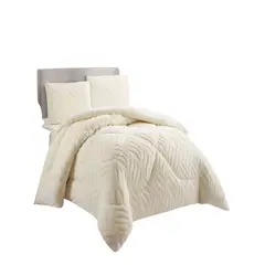 GENERICO - COBERTOR SHERPA TEXTURIZADO RB 2 PLAZAS BLANCO INVIERNO