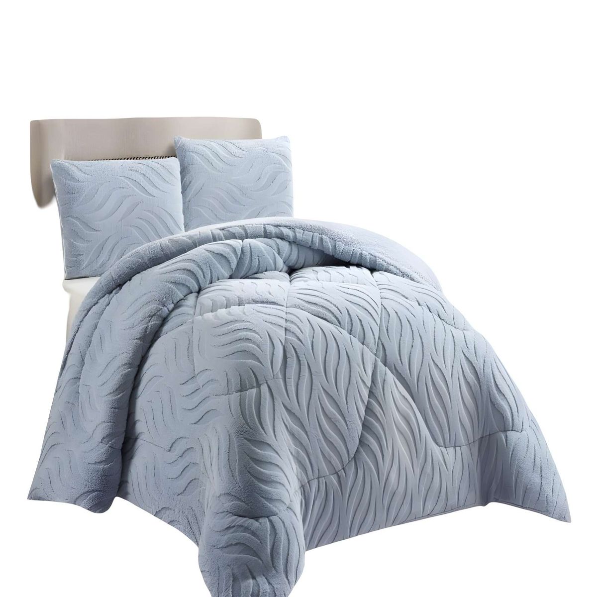 GENERICO - COBERTOR SHERPA TEXTURIZADO RB KING CELESTE