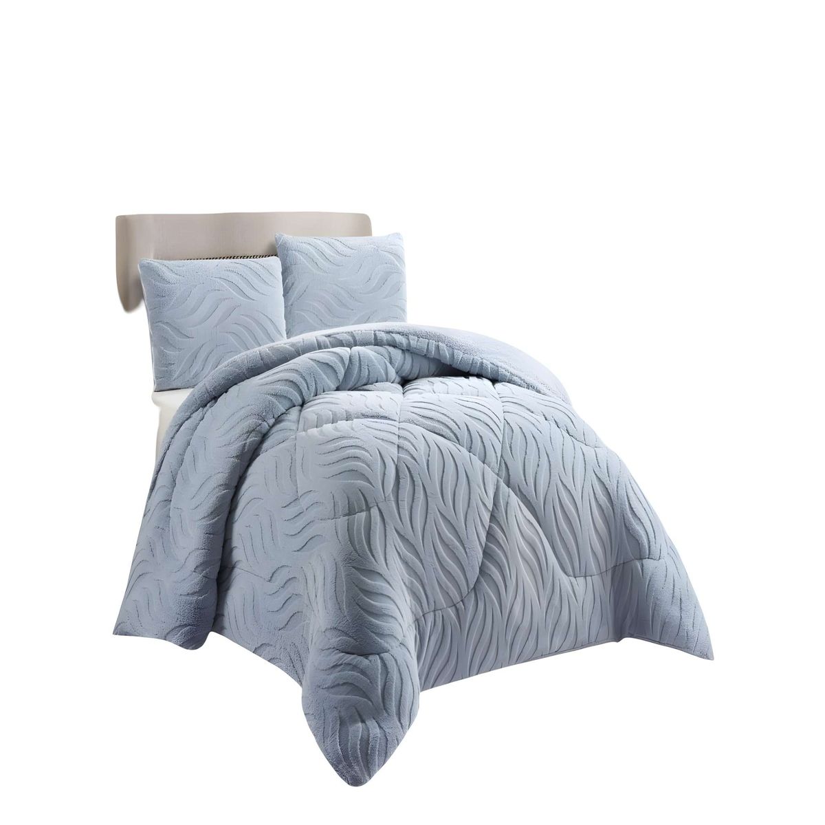 GENERICO - COBERTOR SHERPA TEXTURIZADO RB KING CELESTE