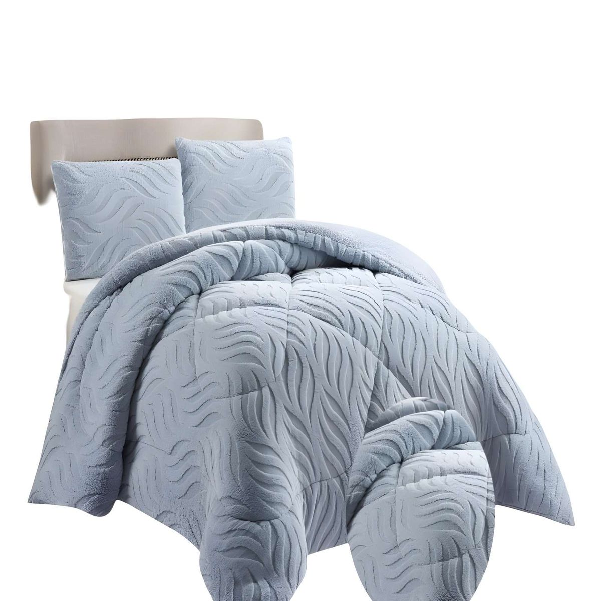 GENERICO - COBERTOR SHERPA TEXTURIZADO RB KING CELESTE