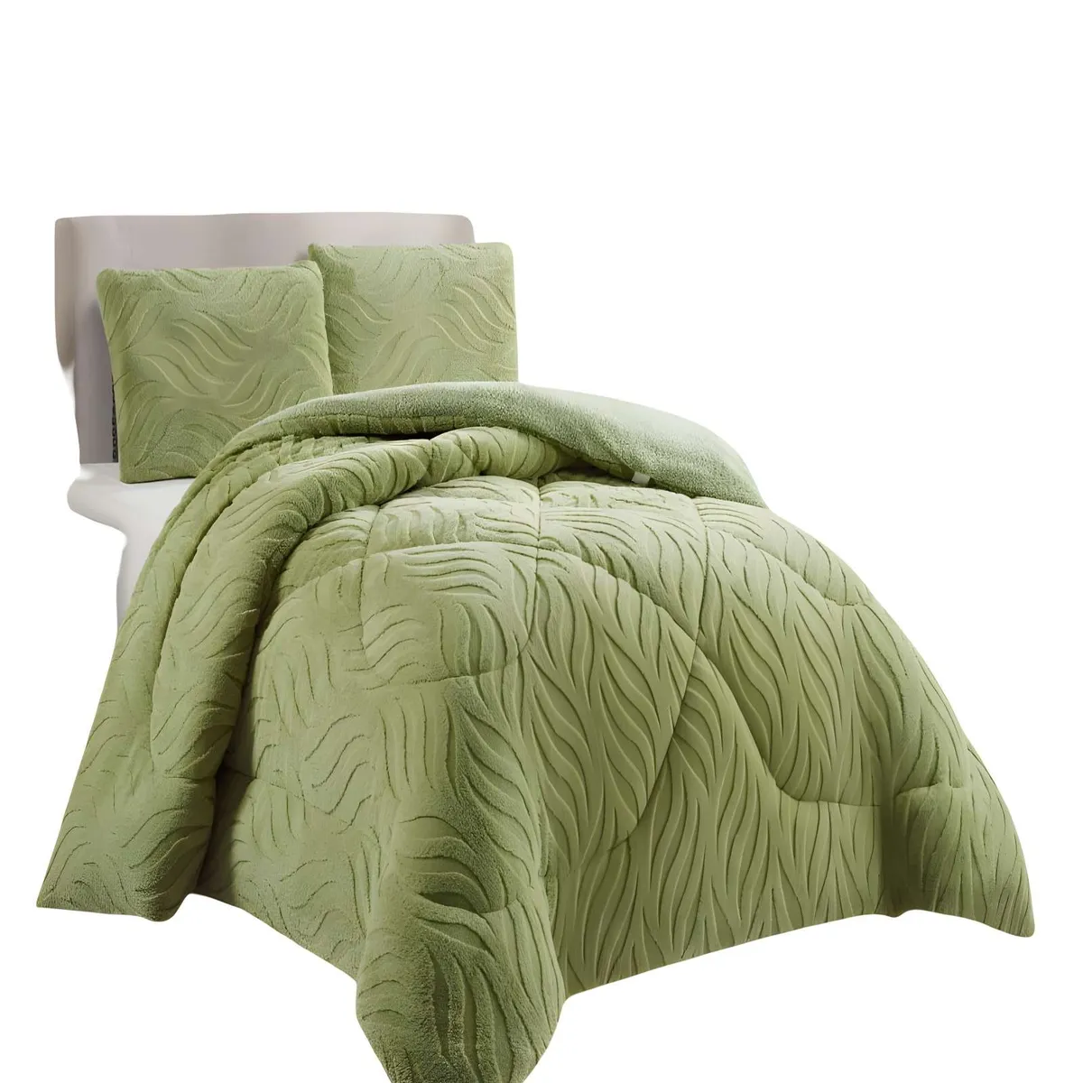 GENERICO - COBERTOR SHERPA TEXTURIZADO RB KING VERDE