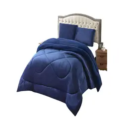GENERICO - COBERTOR SHERPA PLUSH CS PLAZA Y MEDIA AZUL O
