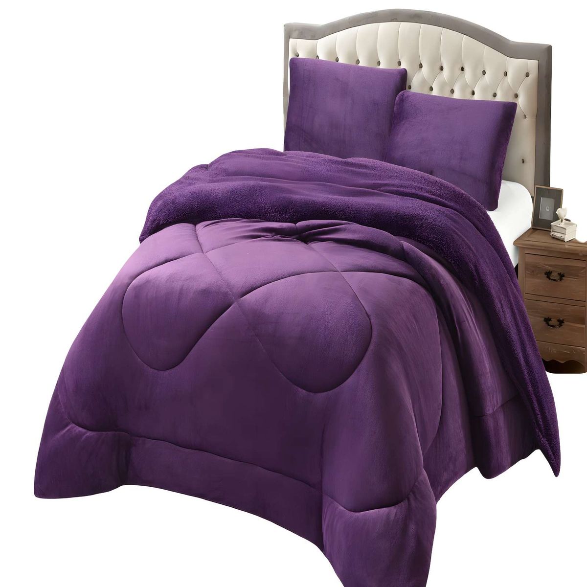 GENERICO - COBERTOR SHERPA PLUSH CS 2 PLAZAS MORADO