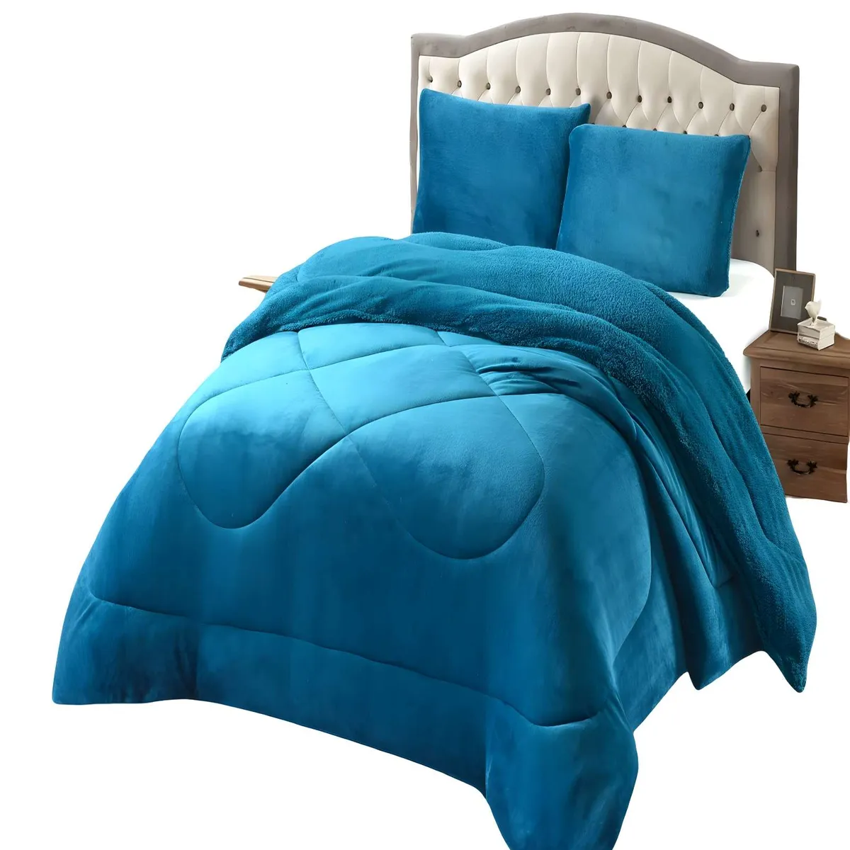 GENERICO - COBERTOR SHERPA PLUSH CS 2 PLAZAS CELESTE