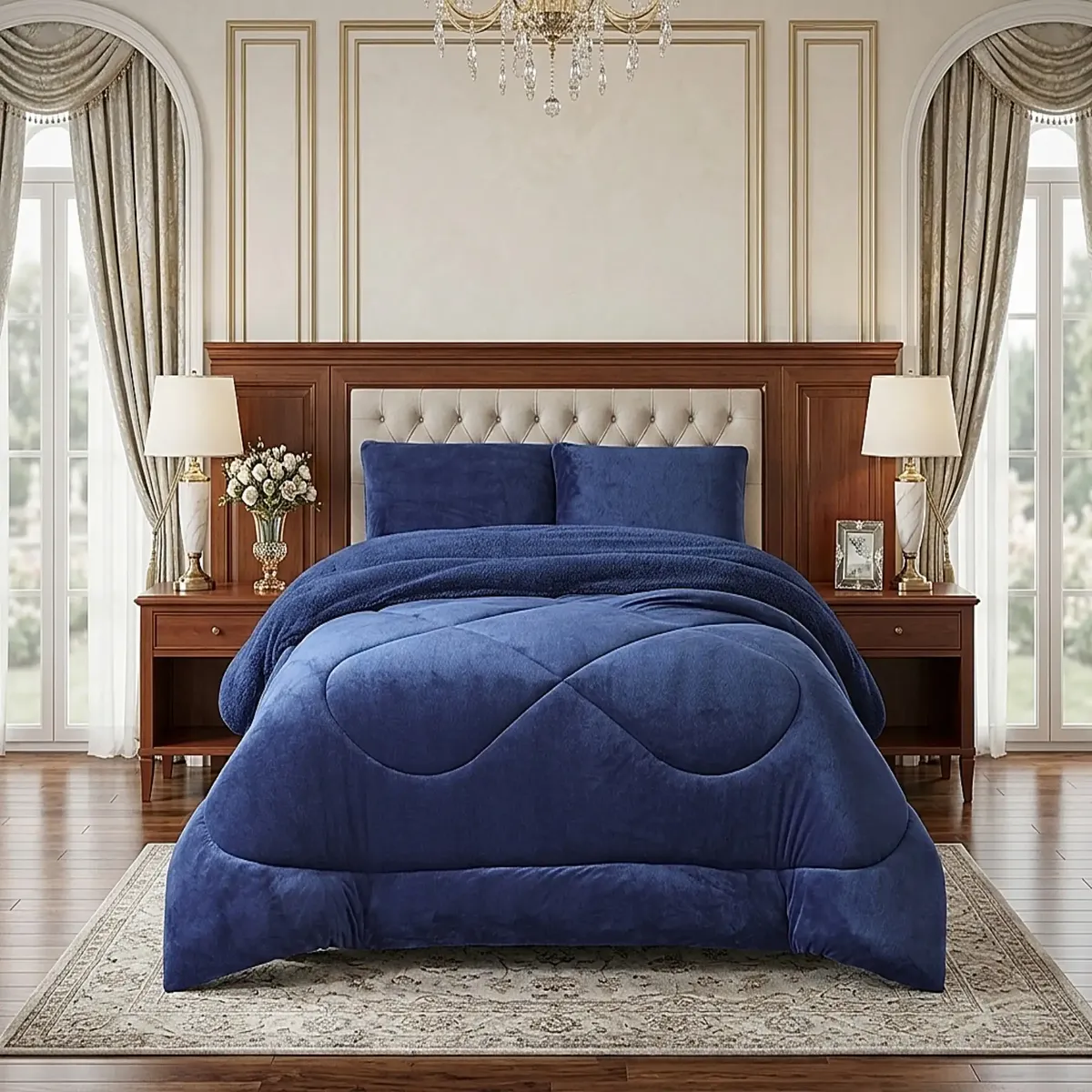 GENERICO - COBERTOR SHERPA PLUSH CS KING AZUL O