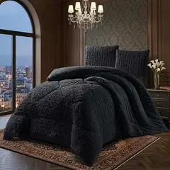 GENERICO - COBERTOR TEXTURIZADO DE INVIERNO RH KING NEGRO