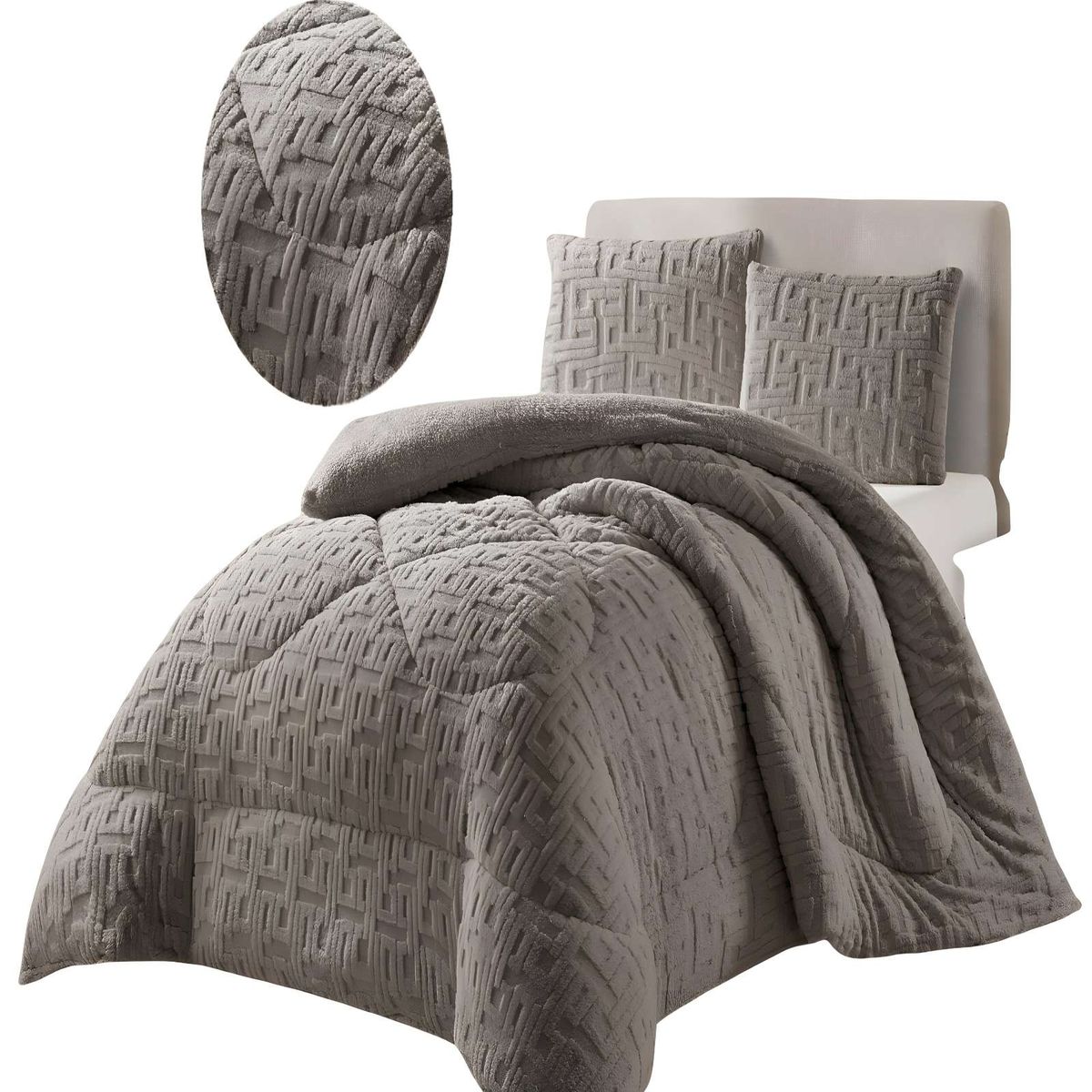 GENERICO - COBERTOR TEXTURIZADO DE INVIERNO RH KING GRIS