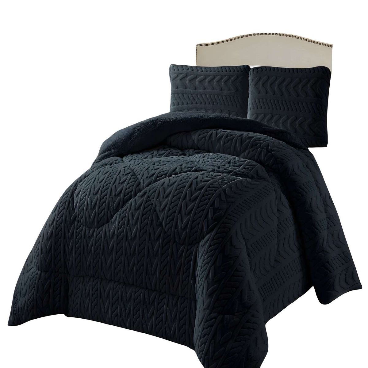 GENERICO - COBERTOR TEXTURIZADO DE INVIERNO RM KING NEGRO