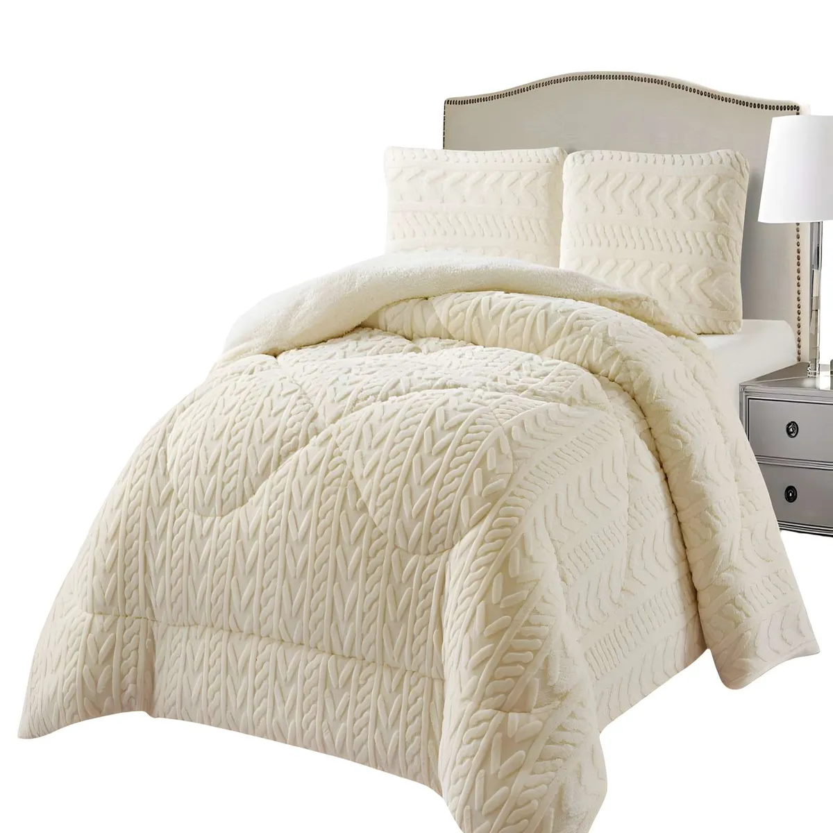 GENERICO - COBERTOR TEXTURIZADO DE INVIERNO RM KING BLANCO INVIERNO