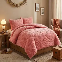 GENERICO - COBERTOR TEXTURIZADO DE INVIERNO RB 2 PLAZAS ROSADO
