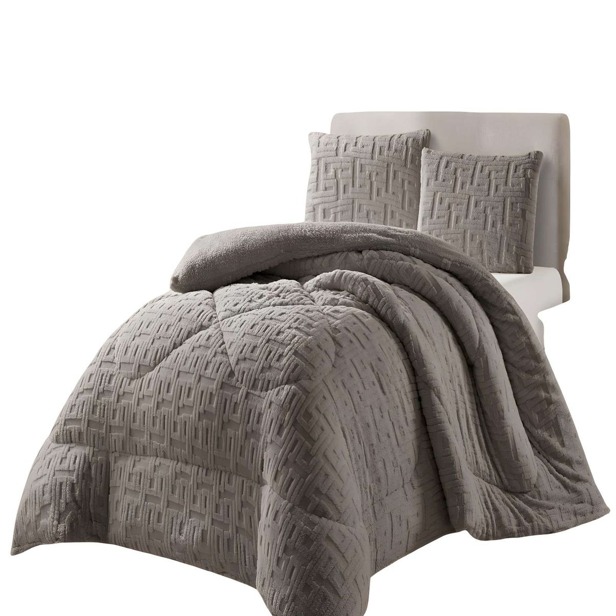 GENERICO - COBERTOR TEXTURIZADO DE INVIERNO RH 2 PLAZAS GRIS
