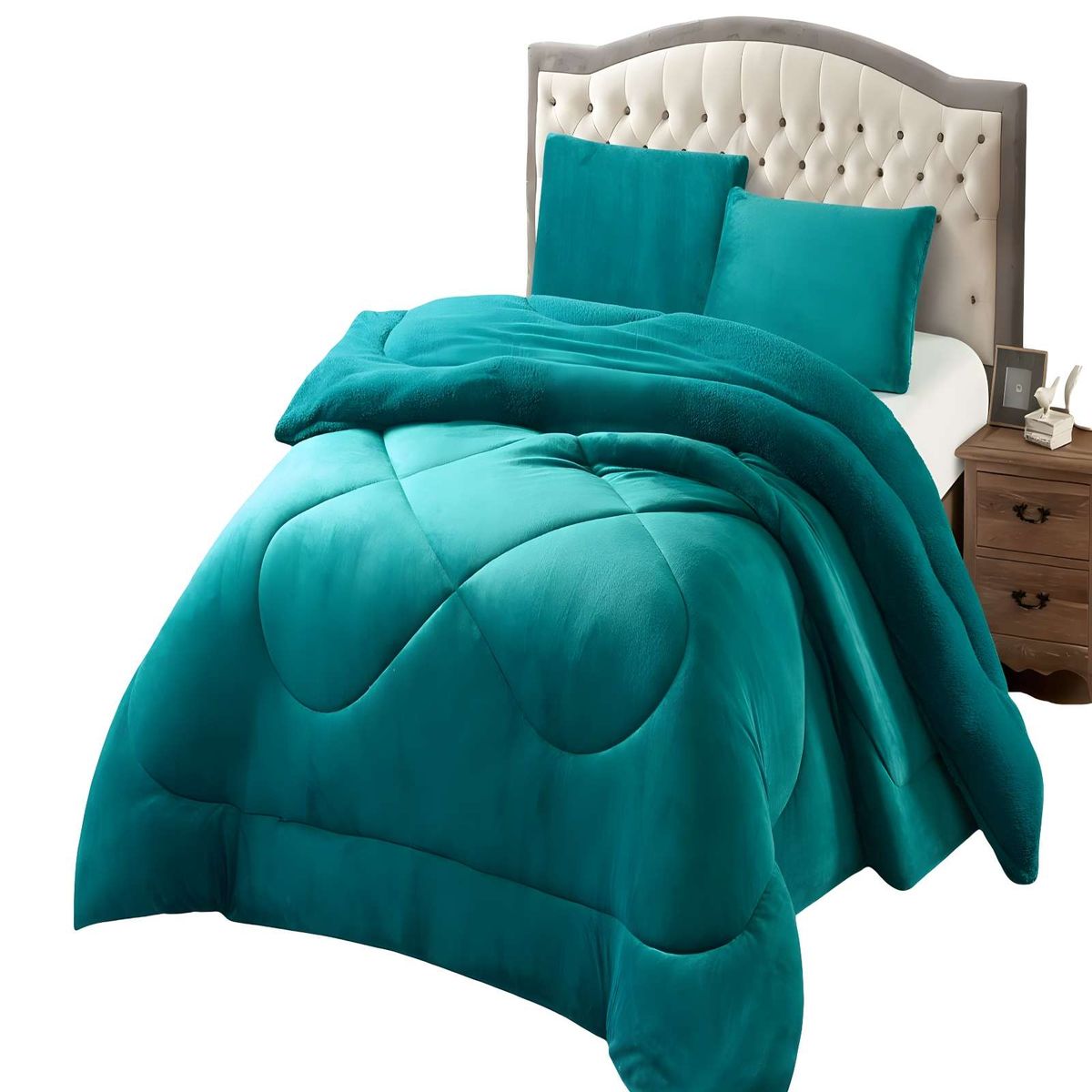 GENERICO - COBERTOR PLUSH DE INVIERNO CON CHIPORRO CS KING TURQUESA