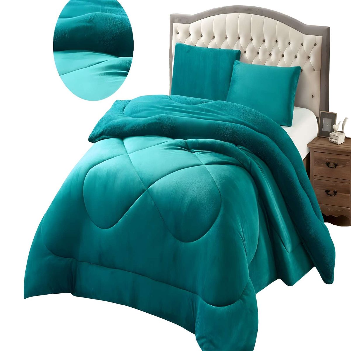 GENERICO - COBERTOR PLUSH DE INVIERNO CON CHIPORRO CS KING TURQUESA