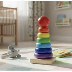 GENERICO - Torre de Encaje Montessori de Madera con Formas y Aros