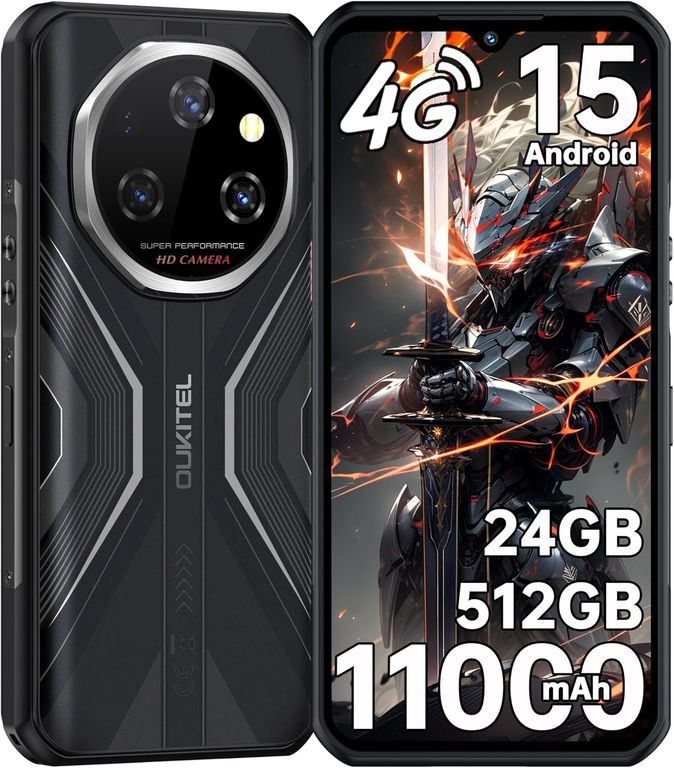 WP55S Celular 24GB+512GB 11000mAh Android 15 Smartphone-Negro