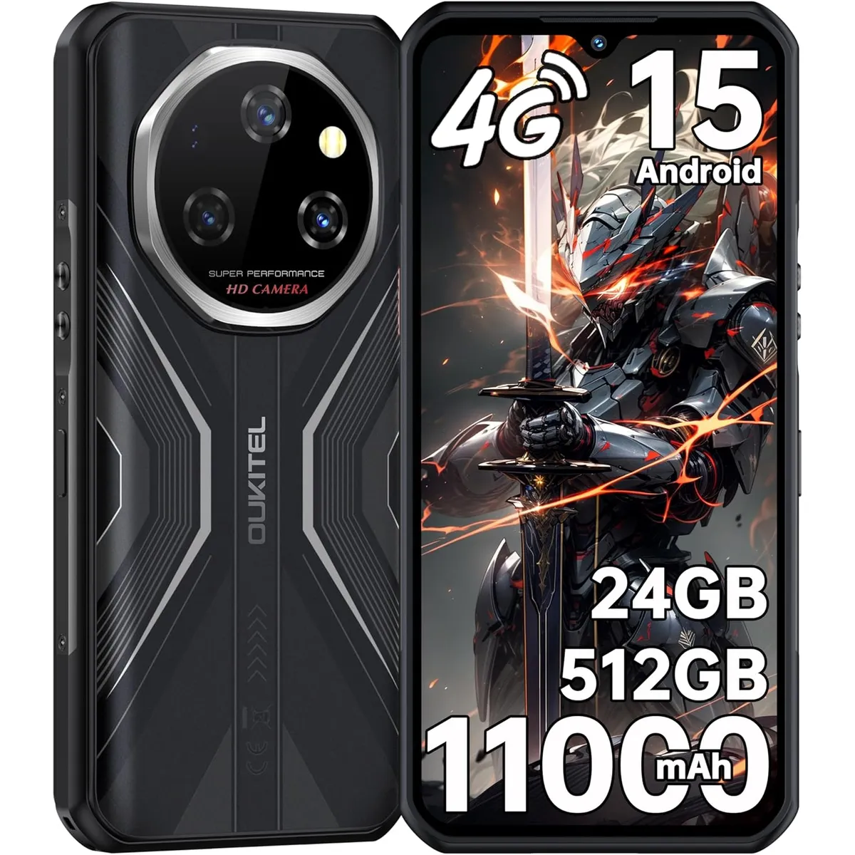OUKITEL - OUKITEL WP55S Celular 24GB+512GB 11000mAh Android 15 Smartphone-Negro