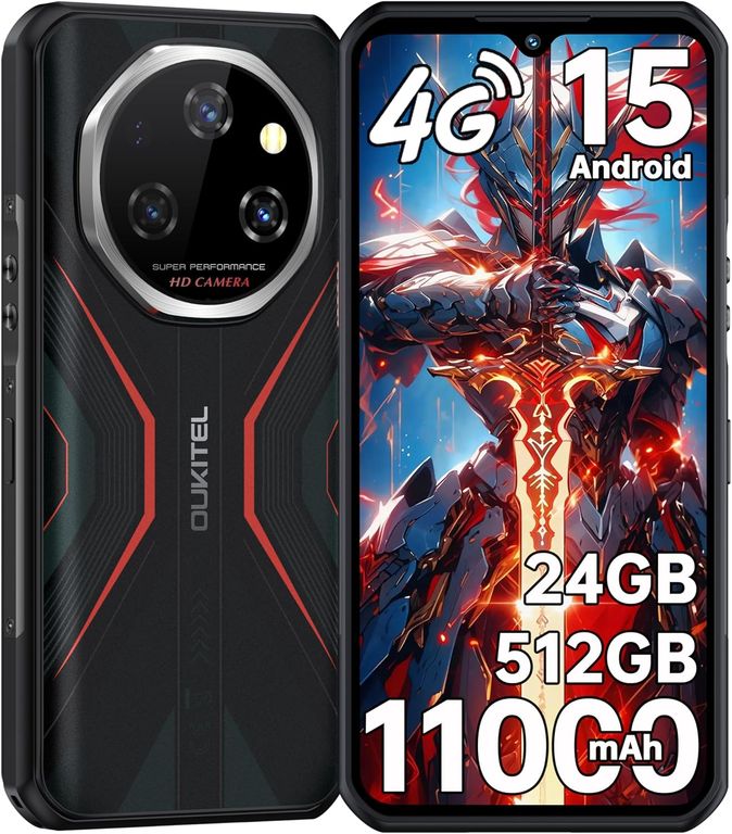 OUKITEL WP55S Celular 24GB+512GB 11000mAh Android 15 Smartphone-Naranja