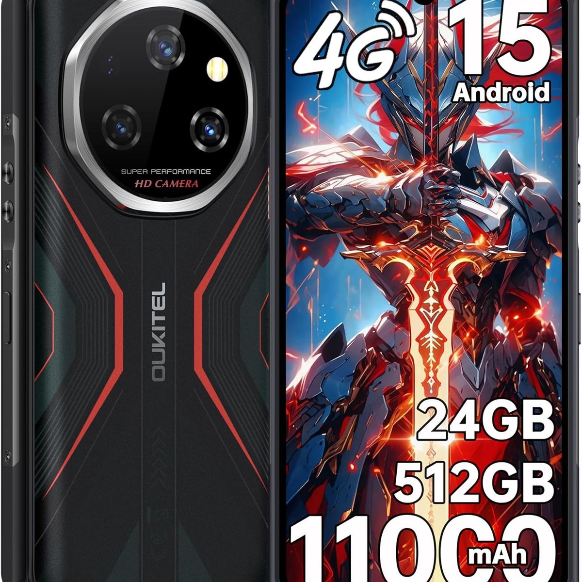 OUKITEL - OUKITEL WP55S Celular 24GB+512GB 11000mAh Android 15 Smartphone-Naranja