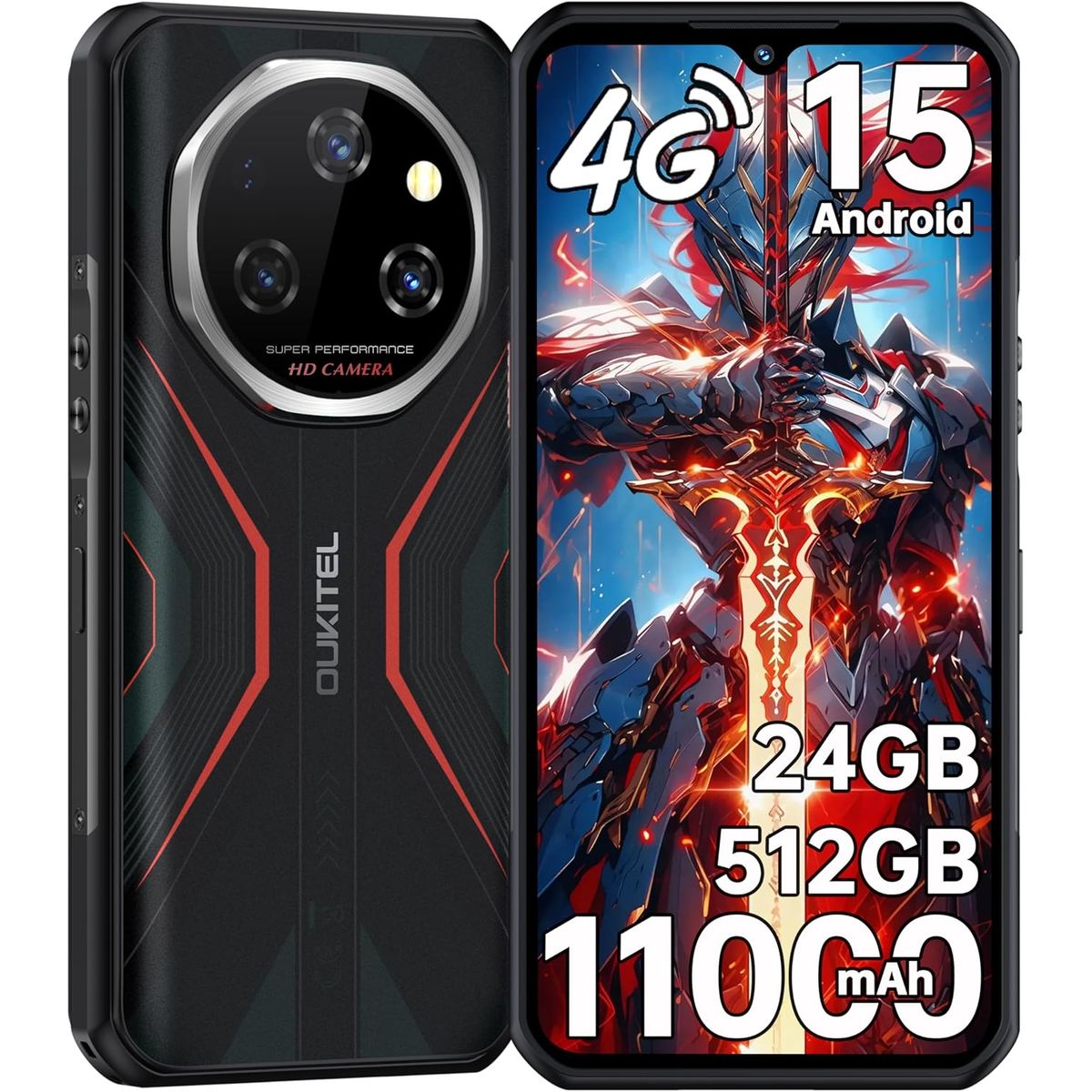 OUKITEL - OUKITEL WP55S Celular 24GB+512GB 11000mAh Android 15 Smartphone-Naranja