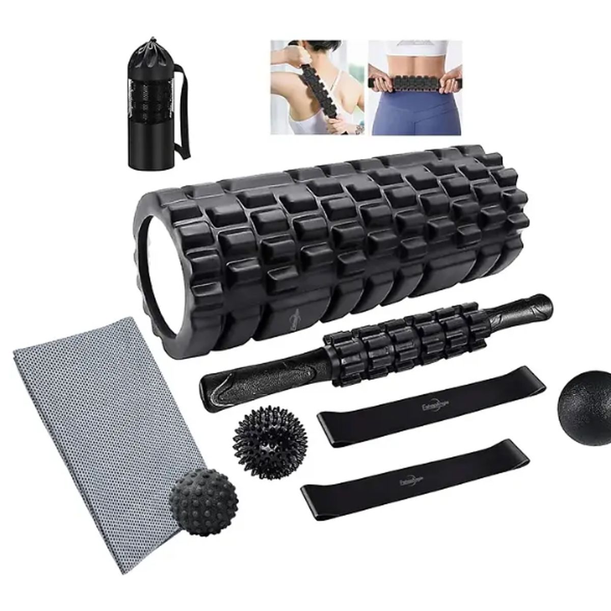 GENERICO - Set 9en1 Rodillo Completo Elongacion Masaje Roller Foam Yoga